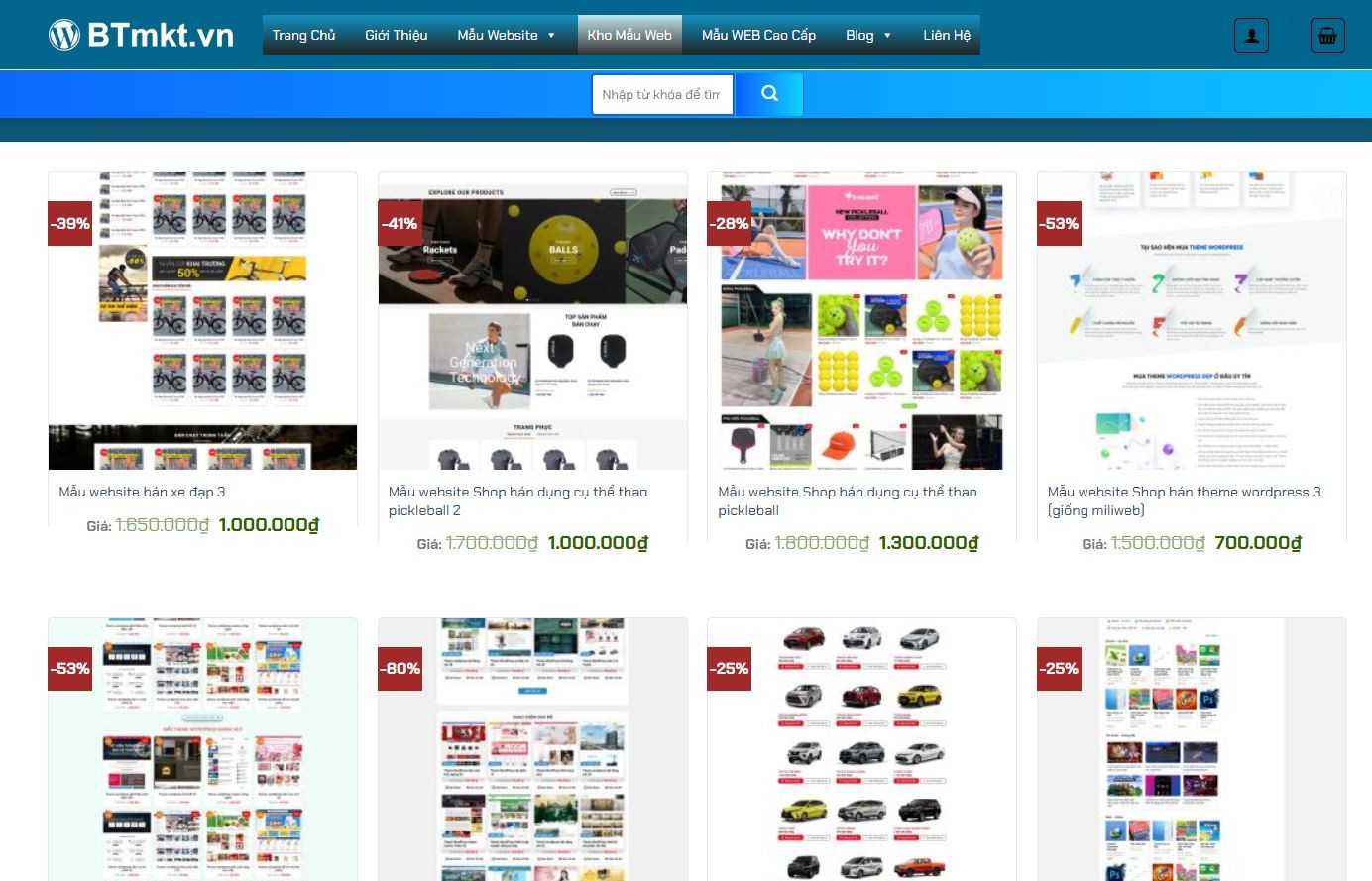 Kho mẫu website đa dạng từ BT Marketing