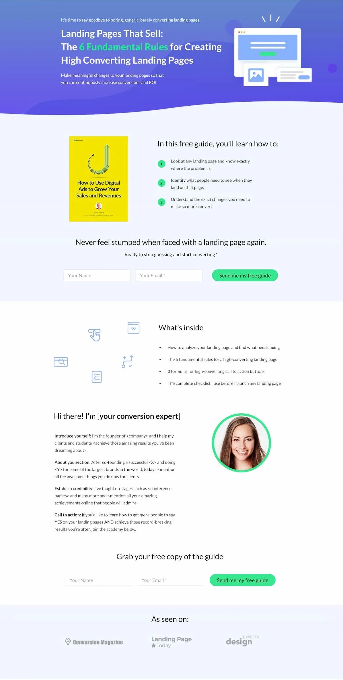 Mẫu trang opt-in của GetResponse