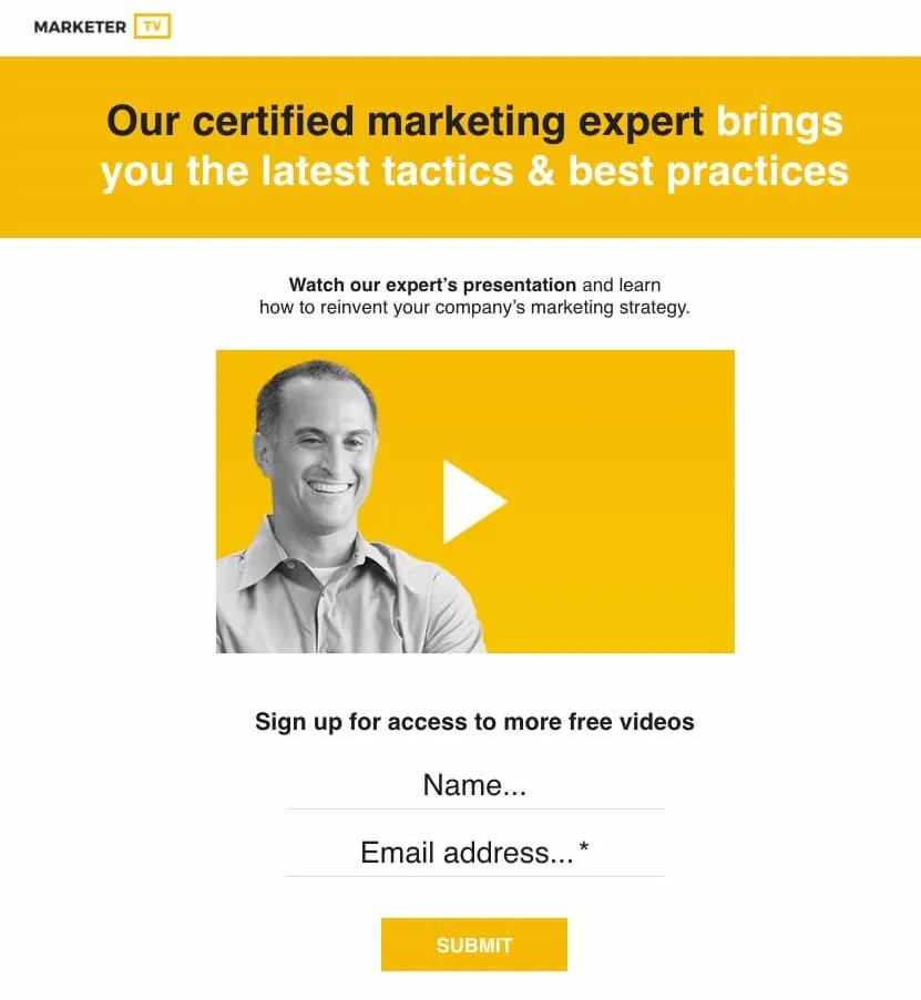 Landing Page dạng video của GetResponse với nội dung giải thích sản phẩm.