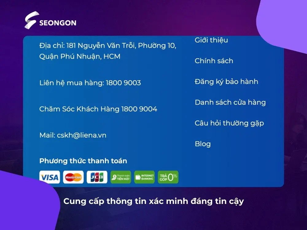 Website cần cung cấp thông tin rõ ràng, minh bạch để tạo độ tin cậy