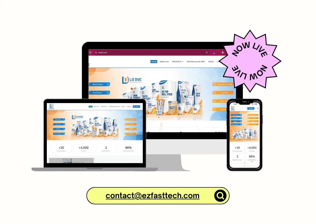 Giao diện website chuyên nghiệp với bố cục gọn gàng và trực quan