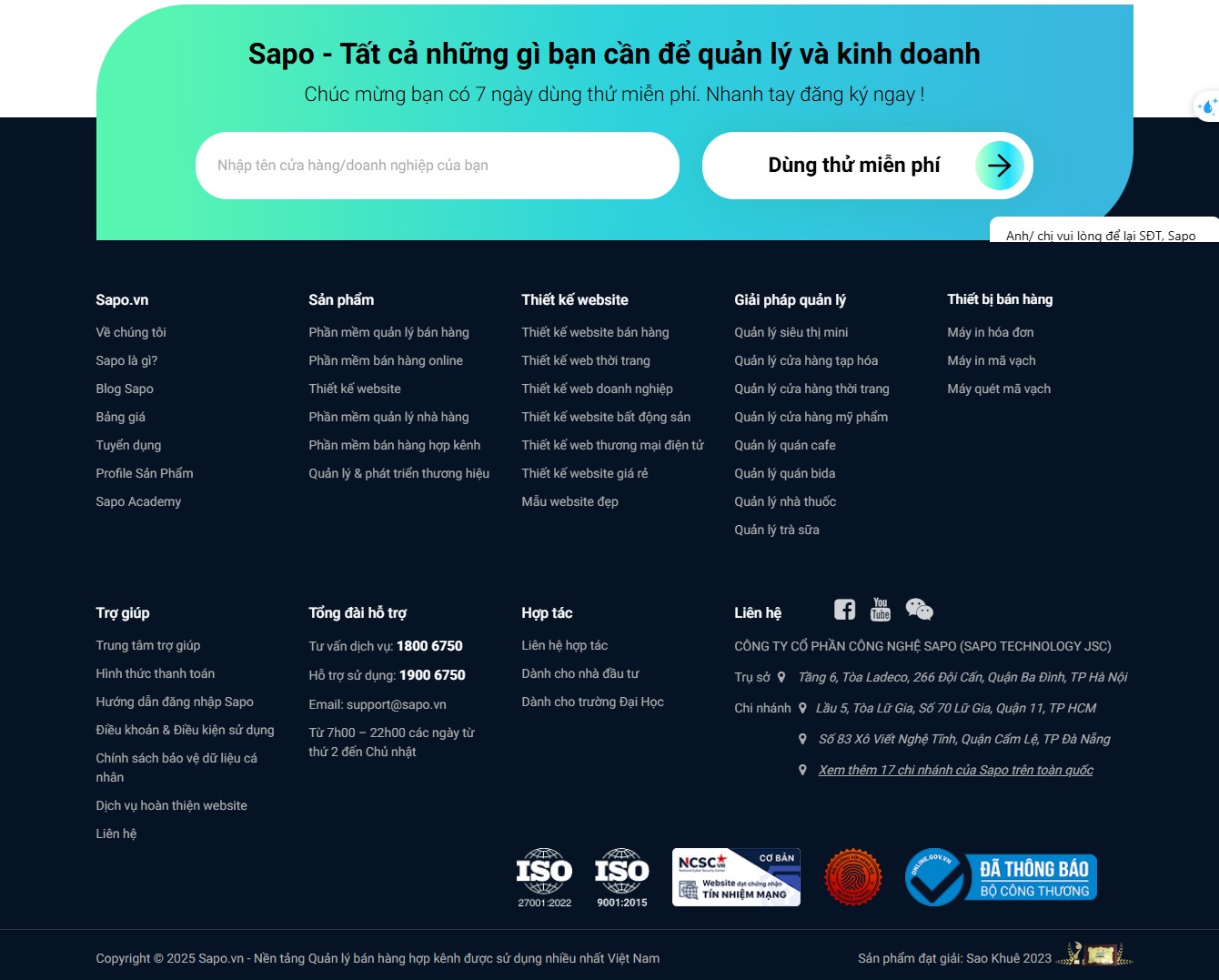 Chân trang website là gì, và vị trí của nó