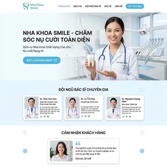 Website phòng khám Nha Khoa Smile Đắk Lắk với chức năng đặt lịch hẹn