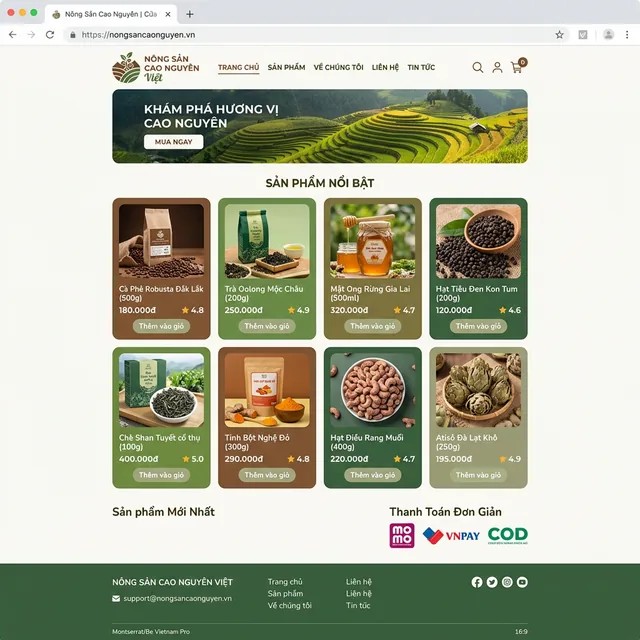 Website bán hàng nông sản trực tuyến Nông Sản Tây Nguyên
