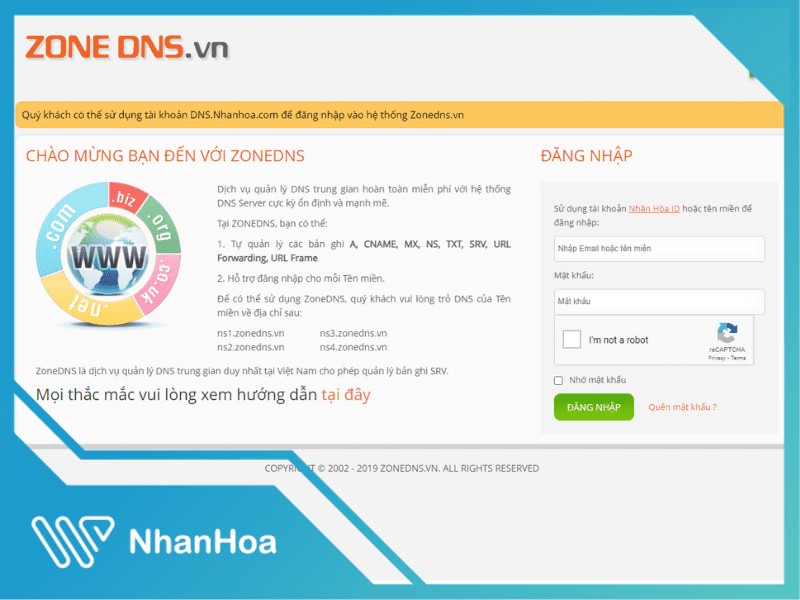 cách trỏ tên miền về hosting khi mua tên miền tại Nhân Hòa