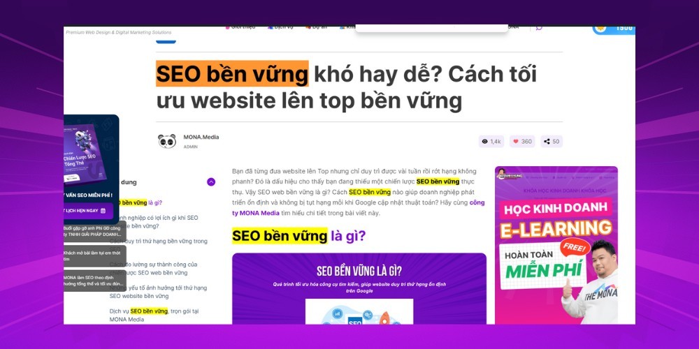 Tối ưu nội dung và chèn từ khóa hợp lý để cải thiện điểm SEO